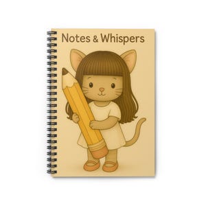 Cute Cat Themed Spiral Notebook - Notes & Whispers, Stationery, Gift for Cat Lovers, Journals, School Supplies, Back to School