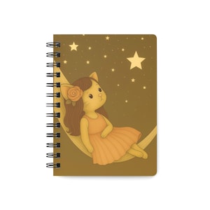 Starry Cat Journal ,Spiral Notebook for Dreamy Writing, Each Line Is a Star, Cozy Gift for Cat Lovers