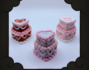 Juguete de escritorio impreso en 3D con forma de pastel de corazón