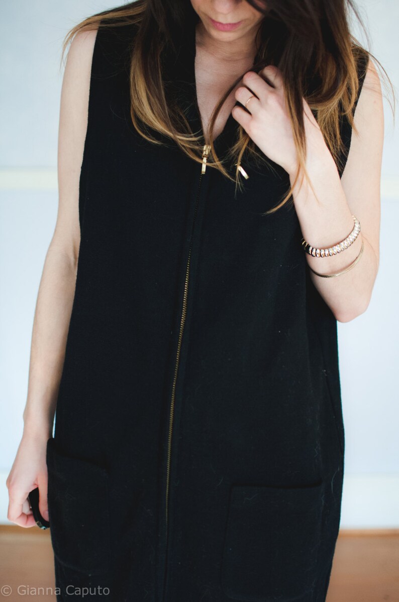 Amazing zip up vest/dress/jacket/sleeveless jacket/duster Etsy