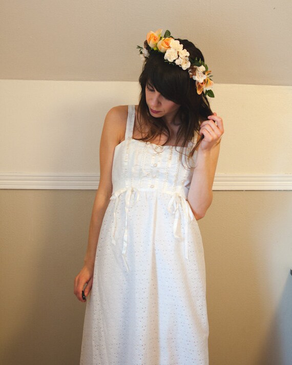Vintage Boho Wedding Dress Medium Large Size 11 12 Etsy