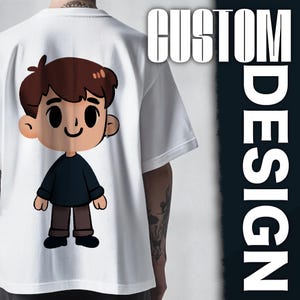 Paare Cartoon Portrait T-Shirt + QR Code | Personalisierte Digitale Zeichnung | Jubiläum oder Geschenk des Vaters