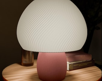 3D Printed Mushroom Lamp | Twisted Ripple Texture, Cottagecore Decor