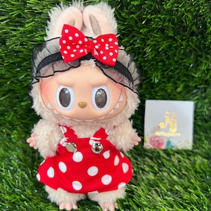 Minnie Mouse Dress Set For Labubu Dolls. Handmade in USA. Pop Mart. Gift Ideas. Clothing only. Doll is NOT included.