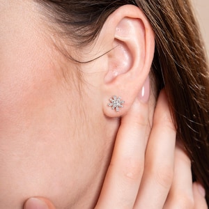 Mix Shape Lab Grown Diamond Earrings: Solid Gold Studs, Wedding Jewelry