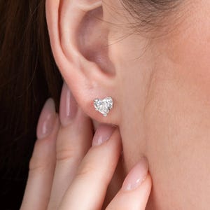 Heart Lab Grown Diamond Stud Earrings: Solid Gold, IGI Certified