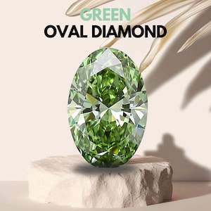 Oval Cut Green Lab Grown Diamond : IGI Certified Vvs/Vs Cvd Loose Diamond Ring