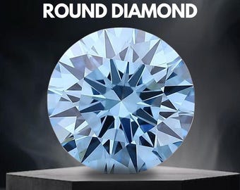 ROUND BRILLIANT CUT Blue Colour Lab Grown Diamond : Vvs/Vs Cvd Loose Diamond Ring