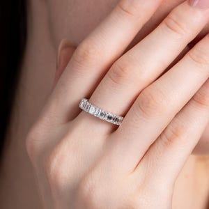 Emerald Cut Lab Grown Diamond Eternity Band: Solid Gold Wedding Ring