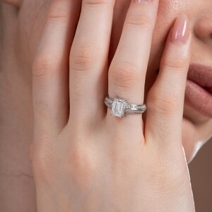 Handmade Emerald Lab Grown Diamond Ring: Hidden Halo Solitaire, IGI Certified