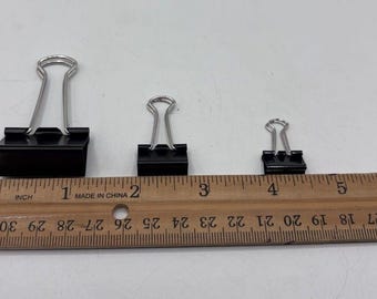 Lot of 176 Black Binder Clips Assorted Sizes Small Medium Large New