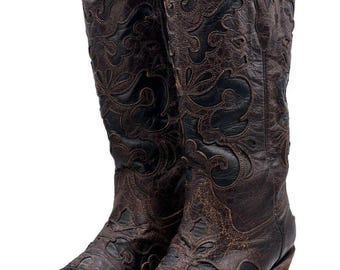 Corral Vintage Womens Size 8 M Brown Leather Western Cowgirl Boots