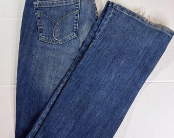 Calvin Klein Womens Jeans Size 4 x 33 Blue Stretch Denim Bootcut Pre-Owned