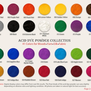 Acid Dye Powder Set – Vibrant Colors for Wood, Yarn, Silk & Fabric