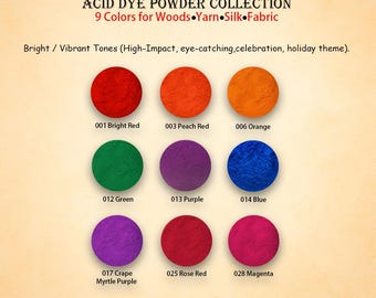 Bright n Vibrant Acid Dye Powder Set – 9 High-Impact Colors (5g Each) | Bright Red, Orange, Green, Purple, Magenta | Festival & Celebration