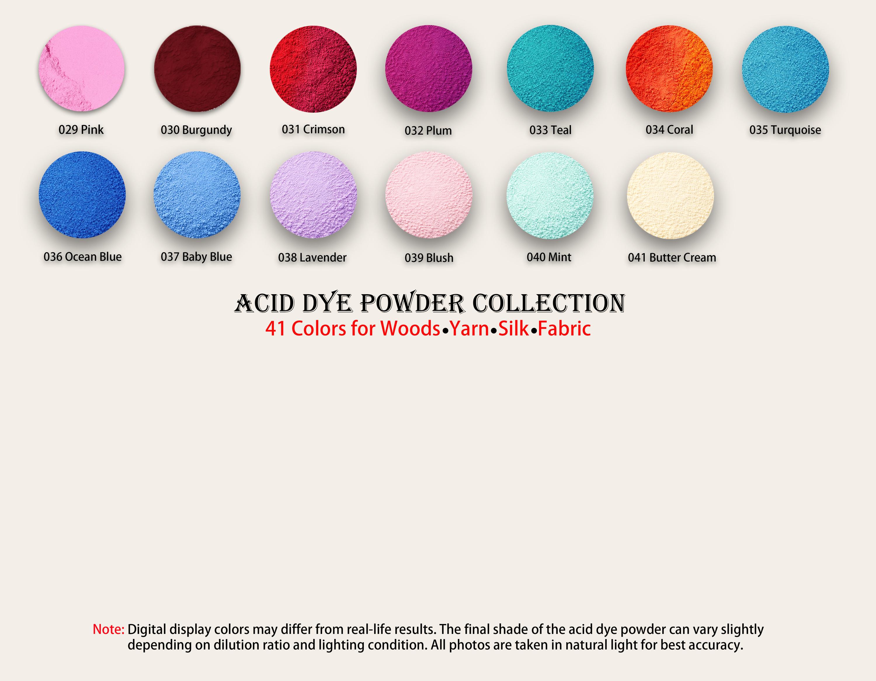 Acid Dye Powder Set – Vibrant Colors for Wood, Yarn, Silk & Fabric - Etsy