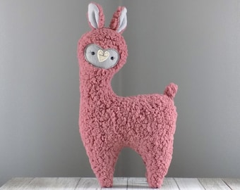 Llama alpaca stuffed toy in mauve, llama, alpaca, alpaca stuffed animal,mauve llama alpaca plushie, cute llama alpaca, llama person gift