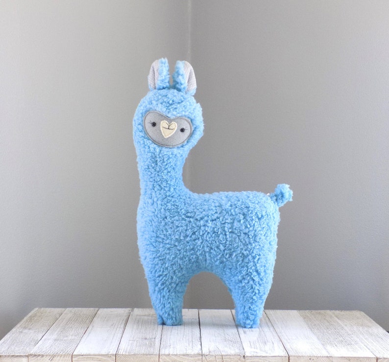 blue stuffed llama