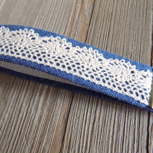 wristlet key chain, wrist key fob in blue with vintage lace detail, fabric key chain for wrist, fabric key fob, key chain for your wrist image 3