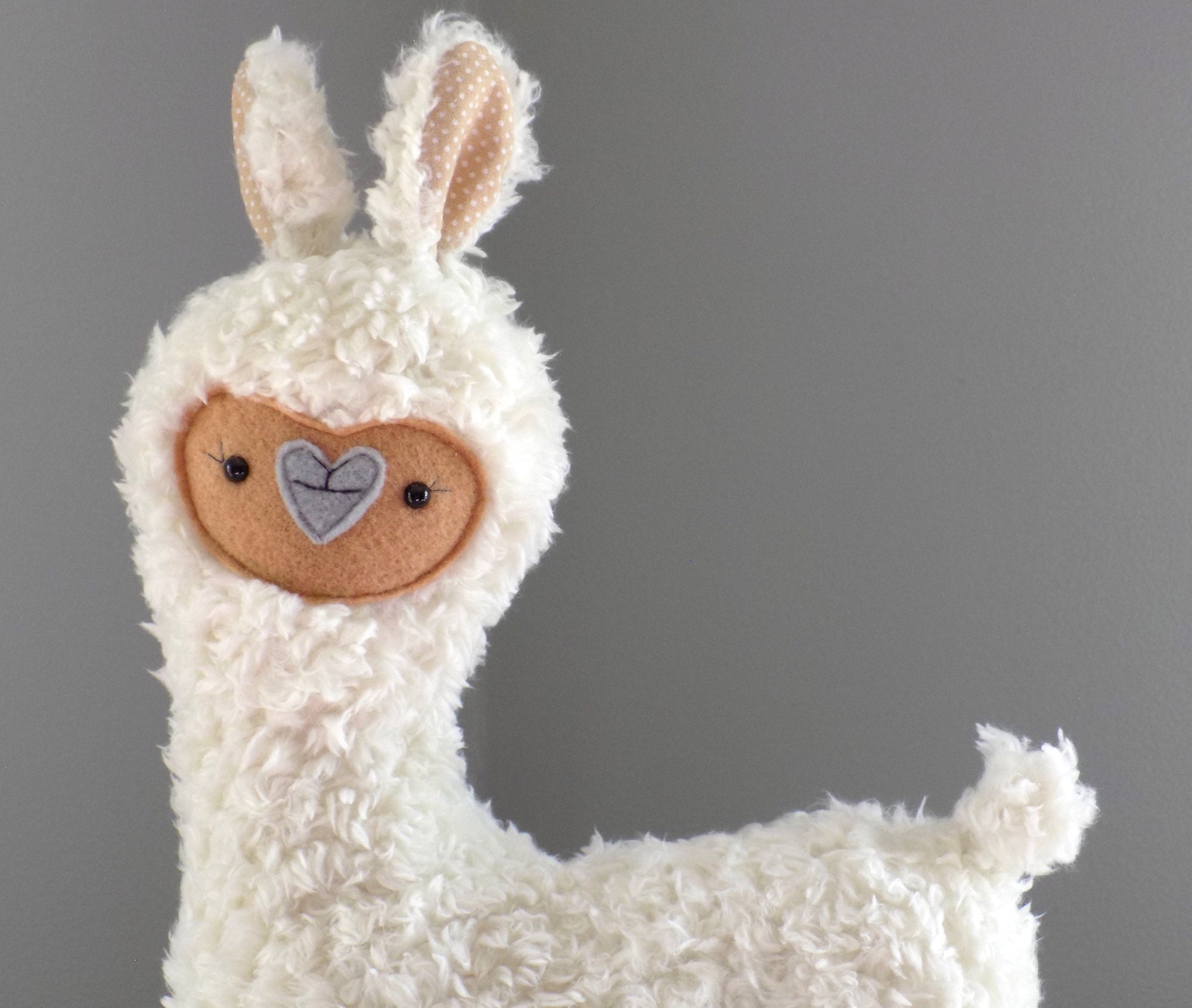 Llama alpaca stuffed toy in cream with tan and grey face | Etsy