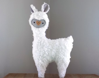 Llama or alpaca stuffed toy with white fur and grey face, llama plush toy, Alpaca plush, cute llama or alpaca nursery decor baby shower gift