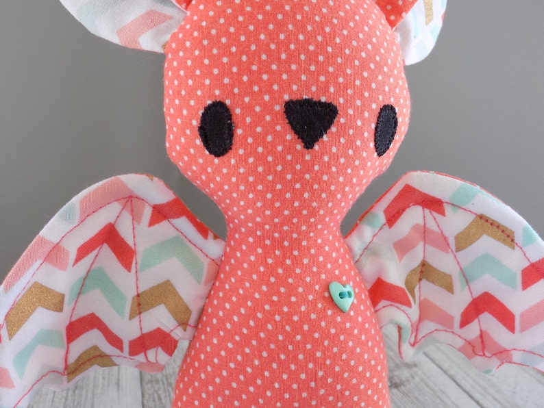 Bat Stuffed Animal Cute Bat Stuffed Toy in Coral Kawaii Bat Etsy