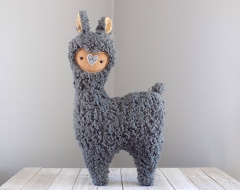 Llama stuffed toy, alpaca stuffed animal, cute llama alpaca plushie in grey with tan, llama or alpaca pillow, llama nursery decor