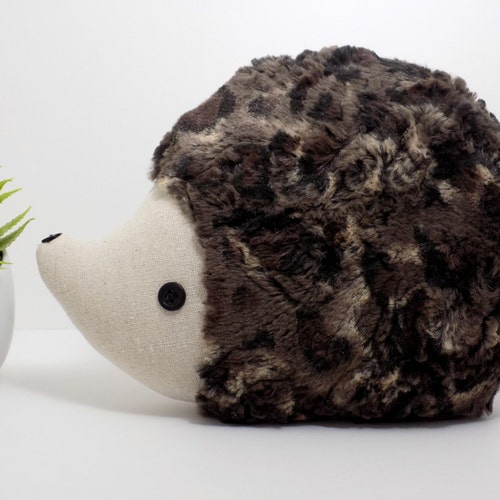 Hedgehog Pillow Plush in Dark Multi Tones Hedgehog Stuffed Etsy