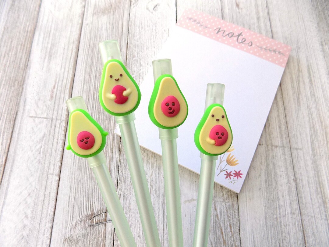 Avocado Gel Pens SET OF 4 Pens Cute Avocado Pen Set Kawaii Etsy