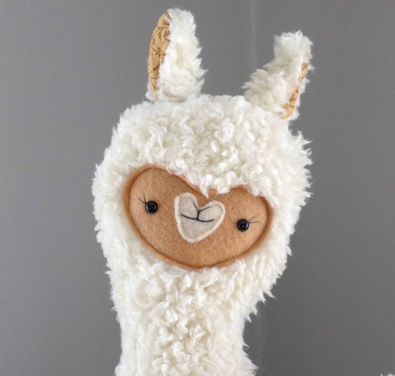 Llama alpaca stuffed animal, Alpaca llama stuffed toy, llama alpaca in cream with tan face, cute llama toy, kawaii alpaca, baby shower gift image 2