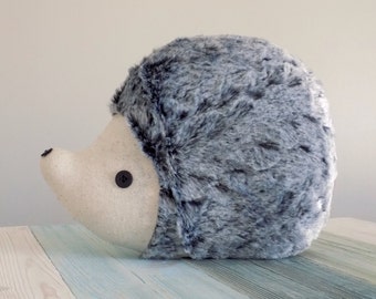Hedgehog pillow plush in charcoal grey, hedgehog stuffed toy toy, cute woodland nursery decor hedgehog