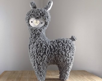 Llama Alpaca stuffed Animal in Grey, Cute Handmade Llama Alpaca Plushie