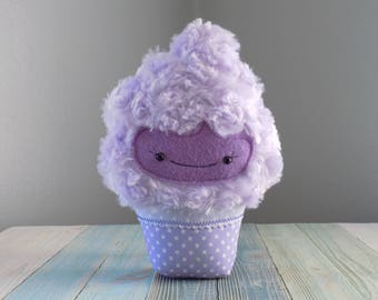 Cupcake stuffed toy in purple, cupcake plush, kawaii cupcake plush, cute stuffed animal cupcake, food stuffed toy, girlie cupcake toy