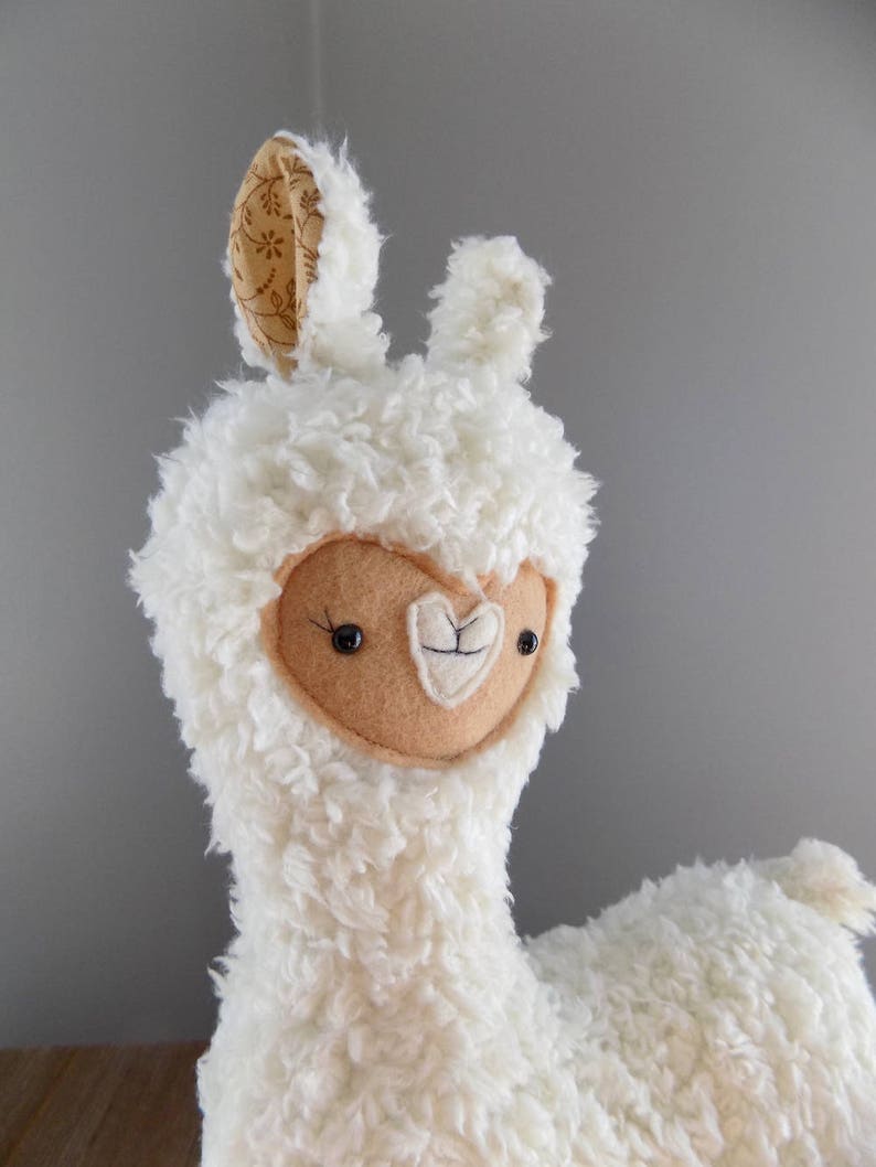 Llama alpaca stuffed animal, Alpaca llama stuffed toy, llama alpaca in cream with tan face, cute llama toy, kawaii alpaca, baby shower gift image 6