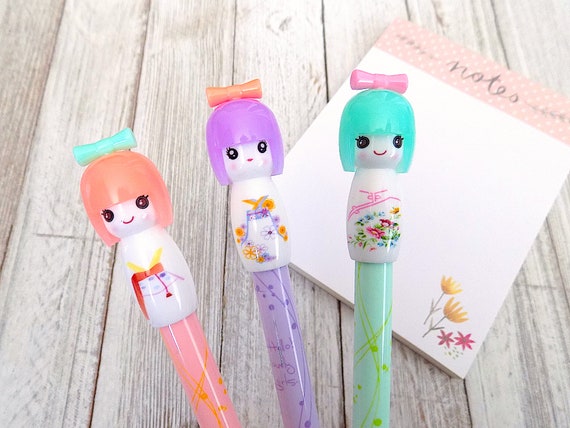 Japanese Girl Pen, Cute Kimono Girl Gel Pen, Back to School, Kawaii  Stationery 