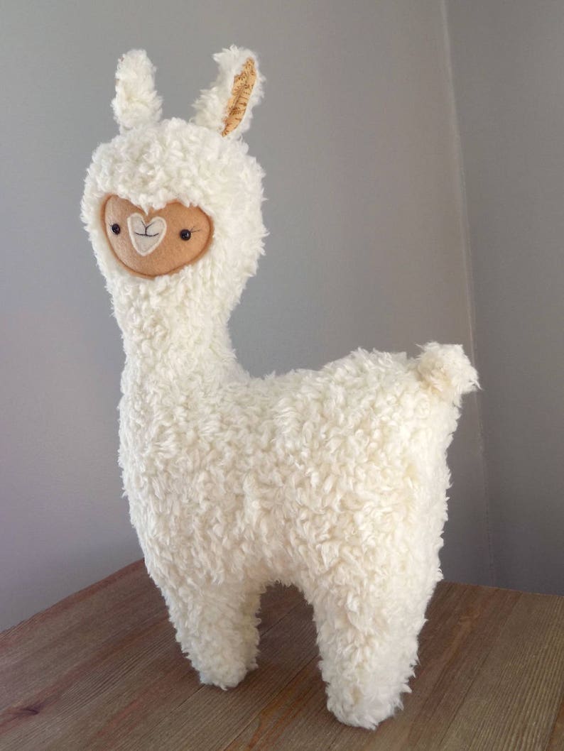 Llama alpaca stuffed animal, Alpaca llama stuffed toy, llama alpaca in cream with tan face, cute llama toy, kawaii alpaca, baby shower gift image 5