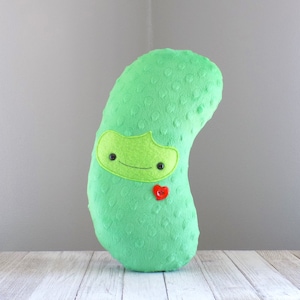 Pickle stuffed toy, cute kawaii food plushie, handmade softie stuffy, pickle pillow