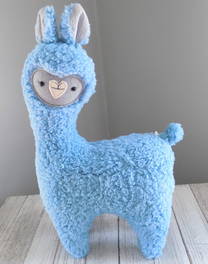 blue stuffed llama