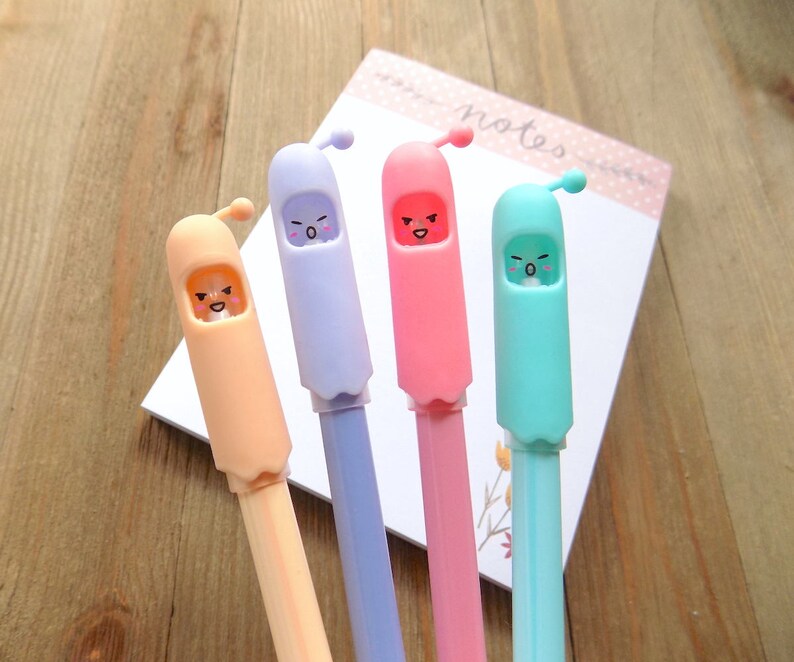 Cute Robot Gel Pen Set of 4 Pens Super Cute Kawaii Pens Cute Etsy UK