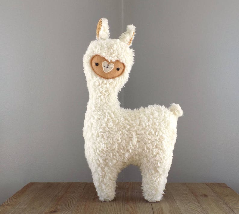 Llama alpaca stuffed animal, Alpaca llama stuffed toy, llama alpaca in cream with tan face, cute llama toy, kawaii alpaca, baby shower gift image 1