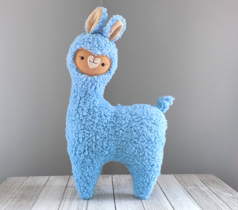 blue stuffed llama