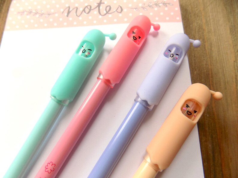 Cute Robot Gel Pen Set of 4 Pens Super Cute Kawaii Pens Cute Etsy UK