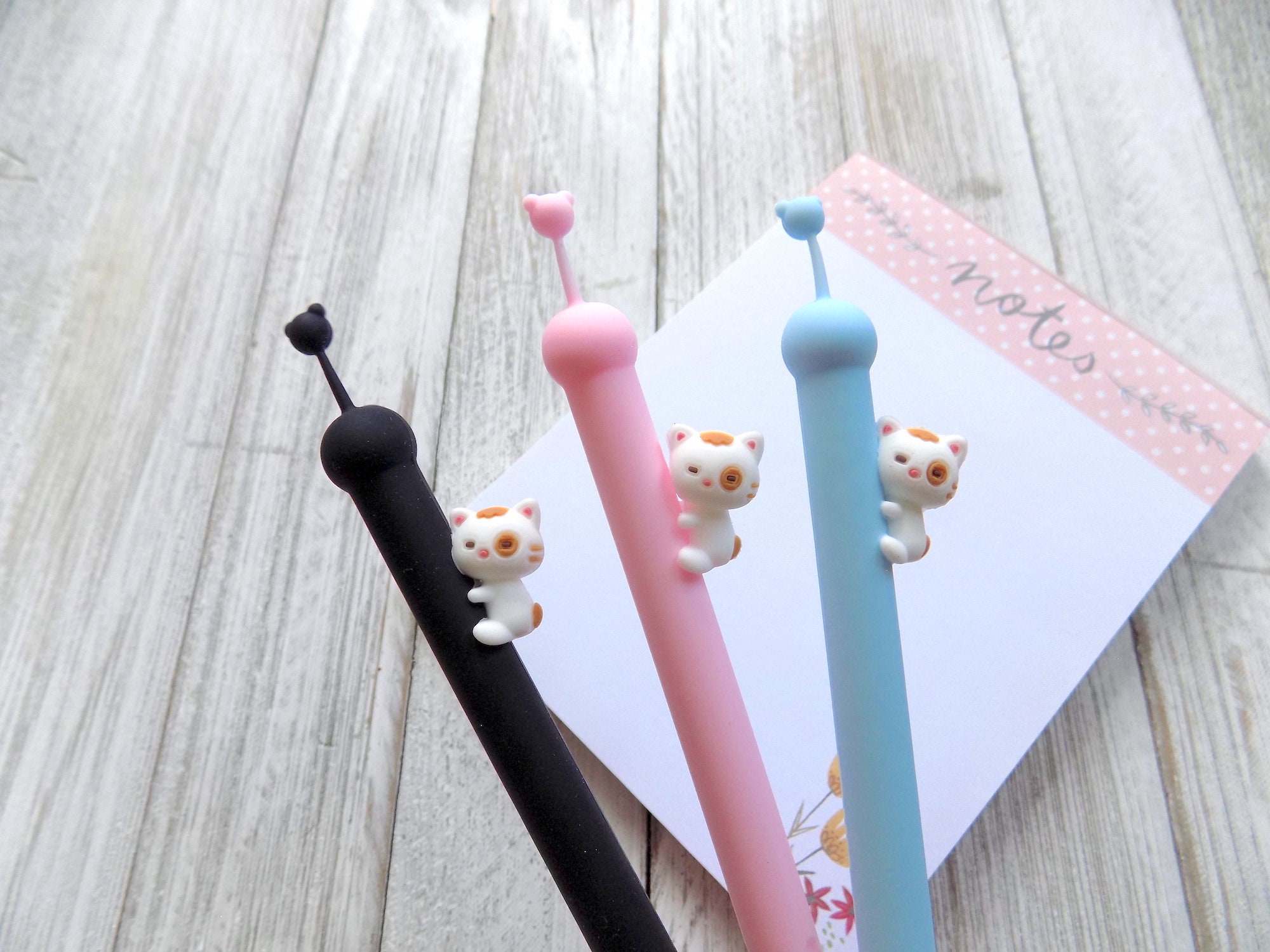 Cute Cat Pens, Kawaii Cat Gel Pen, Novelty Pen, Cat Lover Gift