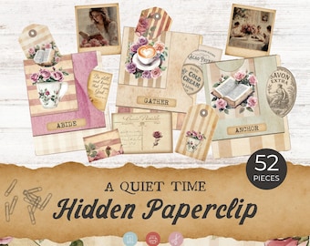 Vintage Hidden Paperclips Printable, Faith Hidden Paperclip Pocket, Coffee Hidden Paperclip Bookmark, Junk Journal Hidden Paperclip SH04