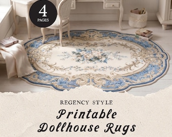Regency Style Printable Dollhouse Rugs, 1:12 Scale Printable, Victorian Elegant Mini Rugs, Period Interior Design Miniatures, DIF05