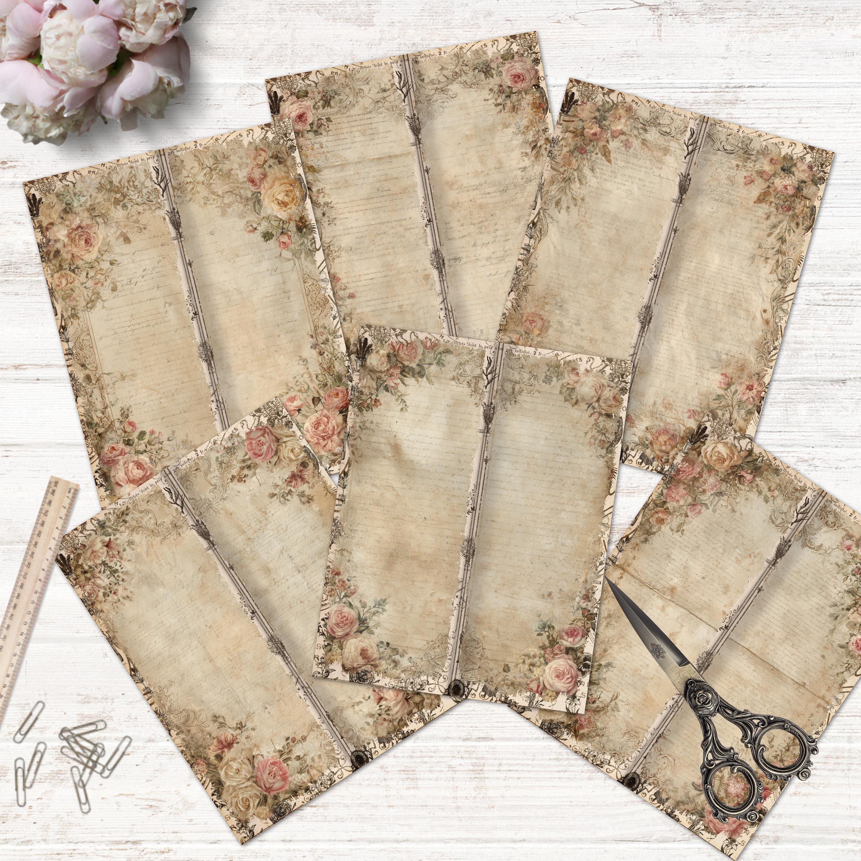 Tall and Skinny Junk Journal Pages Printable, Vintage Baroque Floral ...