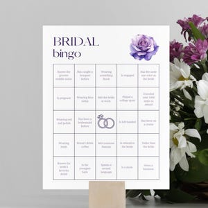 Tarjeta de bingo nupcial, plantilla de bingo "Buscar al invitado", juego de despedida de soltera, plantilla editable de Canva, bingo imprimible en PDF