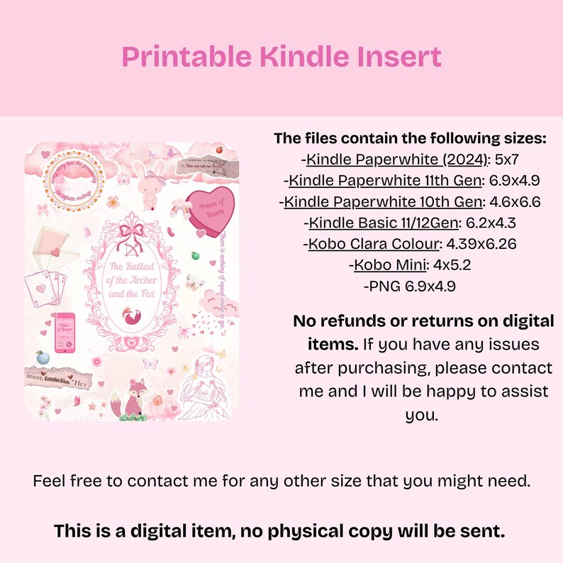 Printable Kindle/kobo Insert for Clear Case | Kindle Aesthetic ...