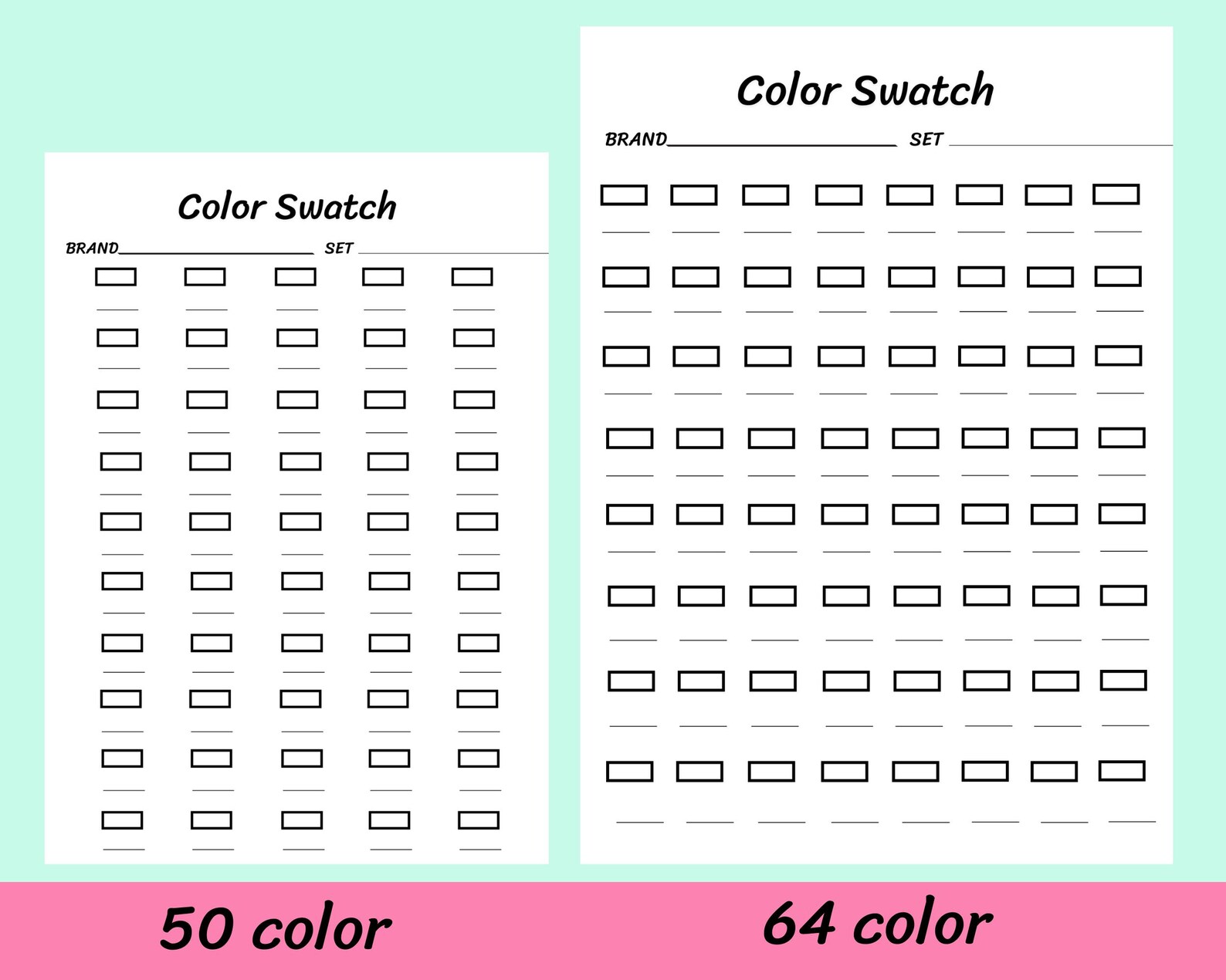 Swatch Rectangular Printable Color Swatch Chart for Markers - Rectangle Color Chart for ...