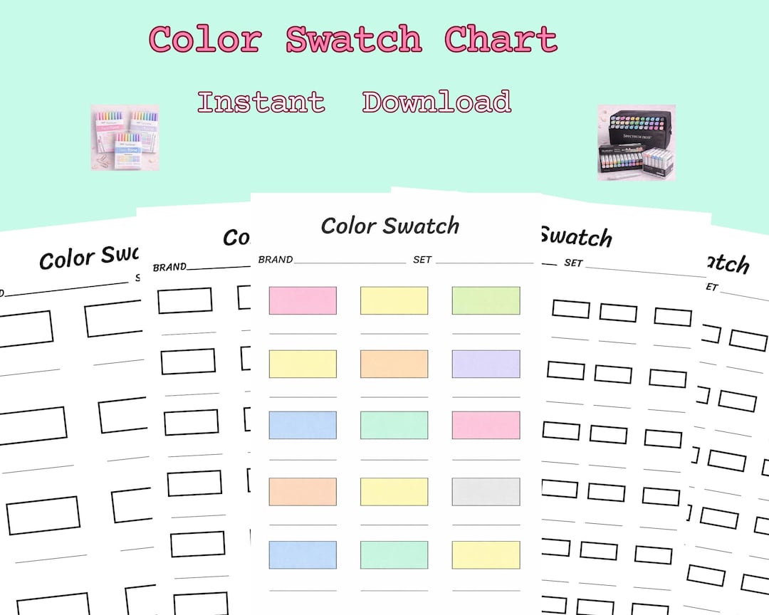 Swatch Rectangular Printable Color Swatch Chart for Markers - Rectangle Color Chart for ...